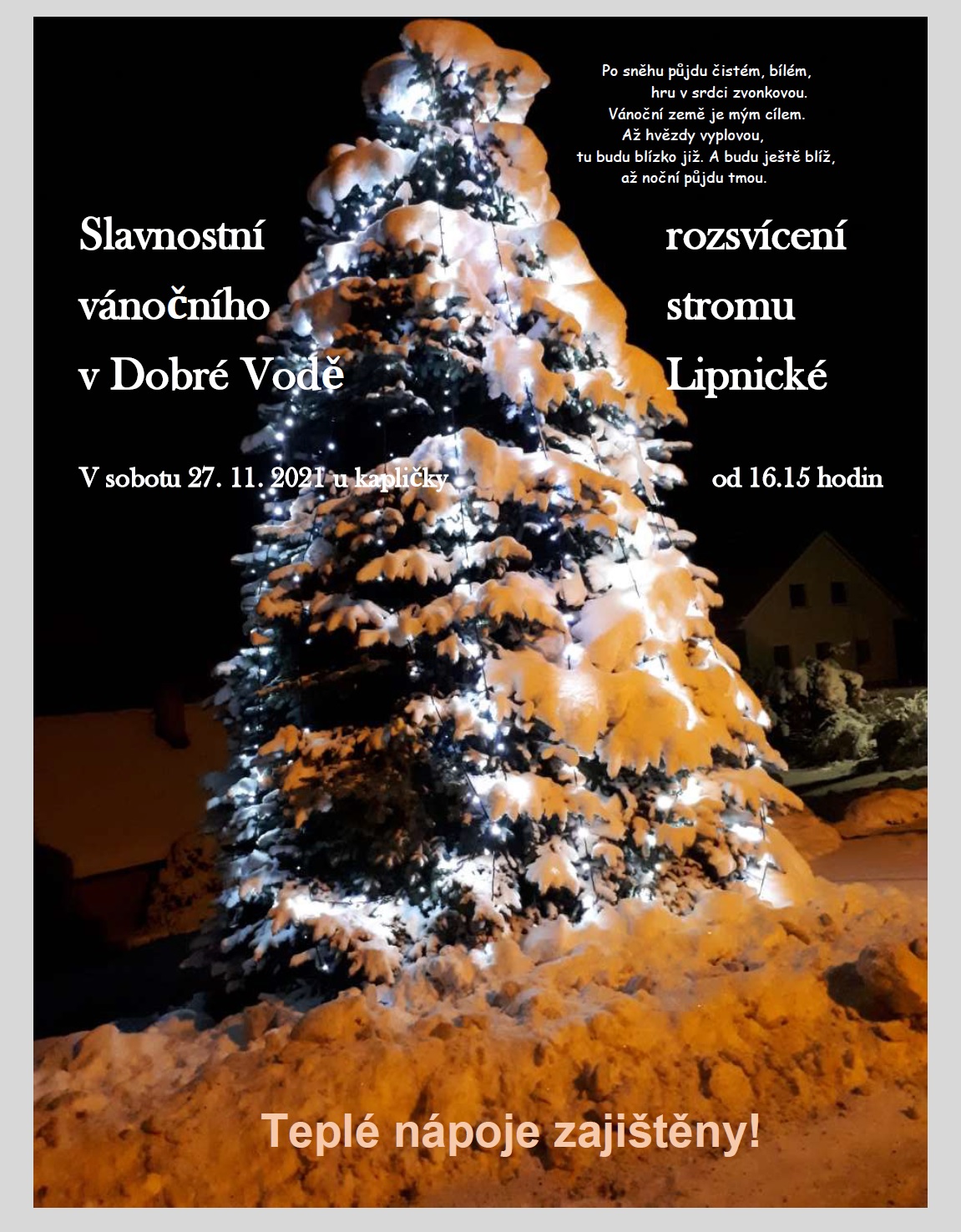 Slavnostní rozsvícení vánočního stromu v Dobré Vodě